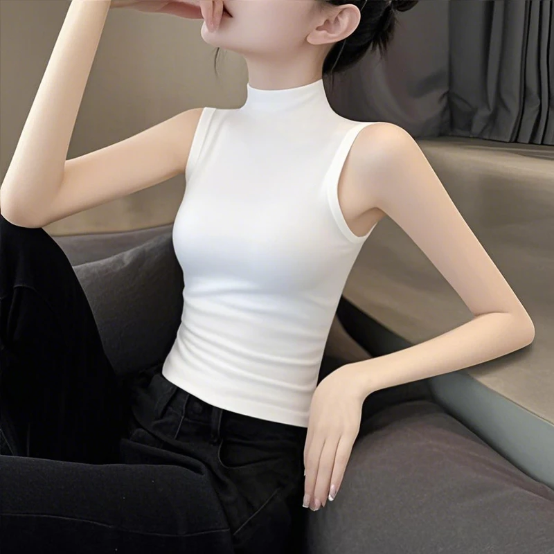 2025新款夏季紧身莫代尔薄款吊带背心女白色打底内搭无袖小众美背