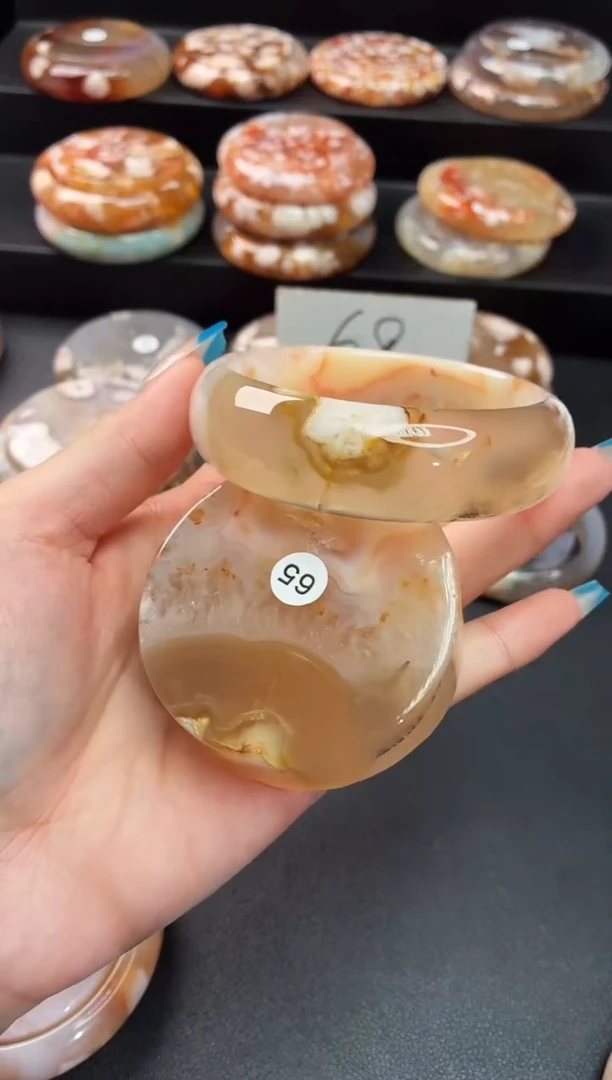 手镯玛瑙/玉髓未镶嵌石英质玉60圈57/58带(赠送镯心)