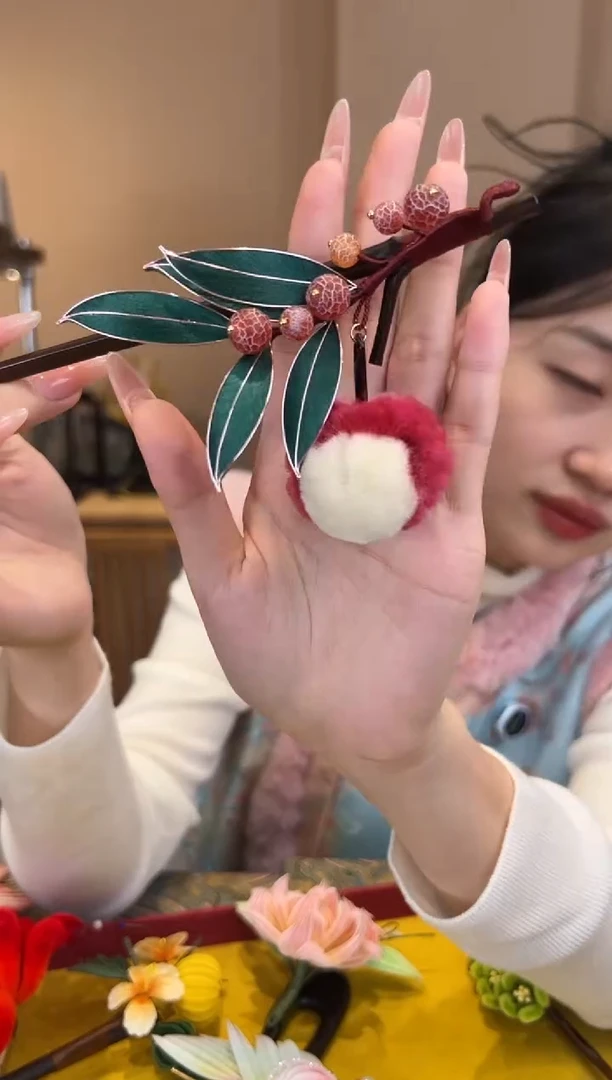 刺绣非遗绒花（发饰）