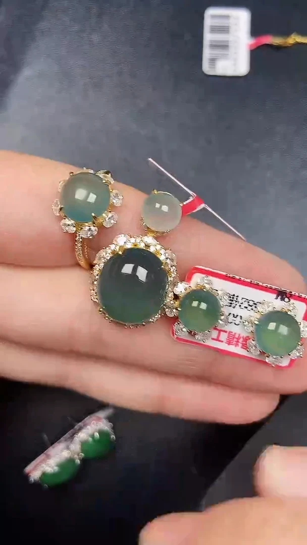 银S925镶嵌戒指翡翠3680