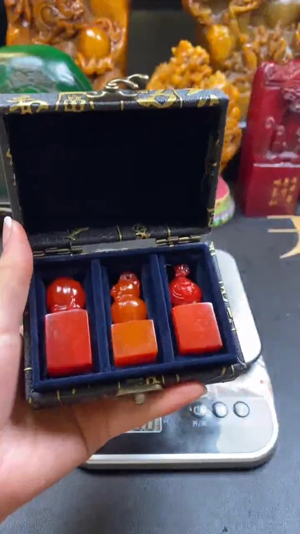 【闪购商品】寿山石印石福禄寿套盒