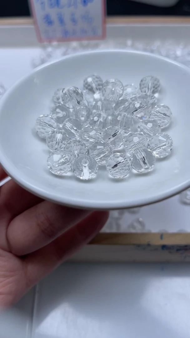 未镶嵌珠宝半成品水晶D74 白水晶切面10mm10个15元