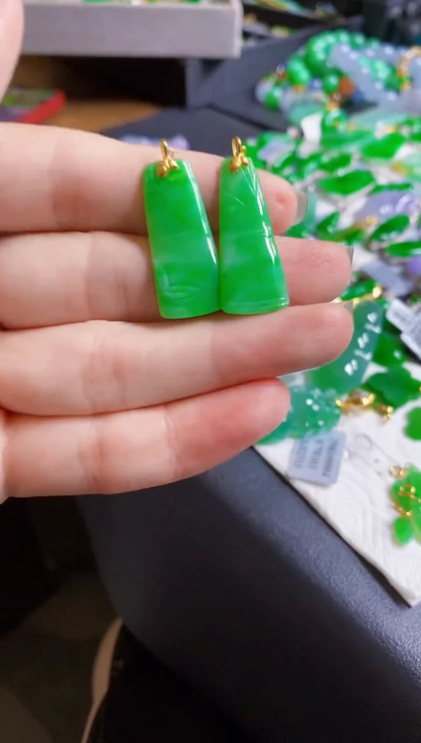 翡翠18K金镶嵌颈饰竹子多样性发货发1