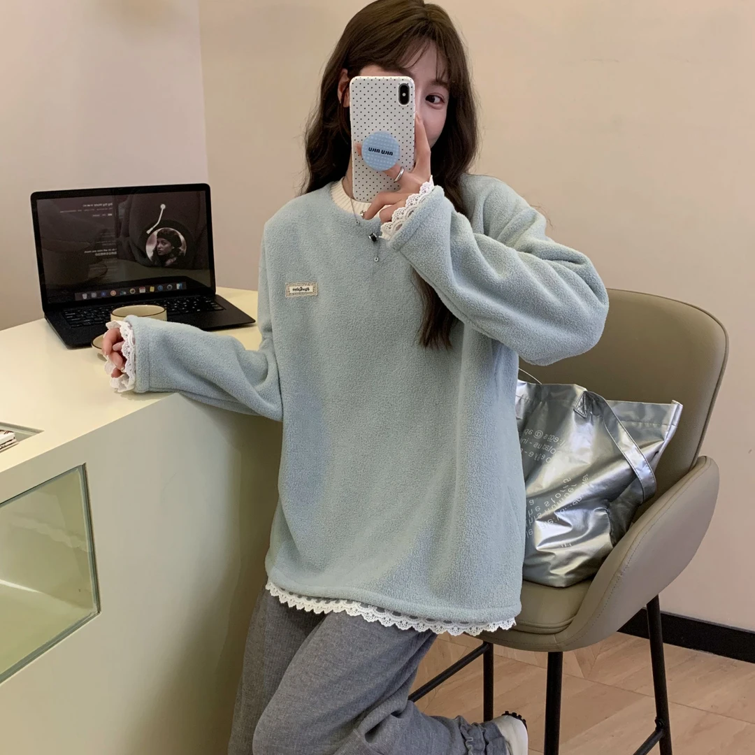 【心动响铃】金喜家韩国单-秋冬宽松长袖t显瘦洋气韩版设计感上衣