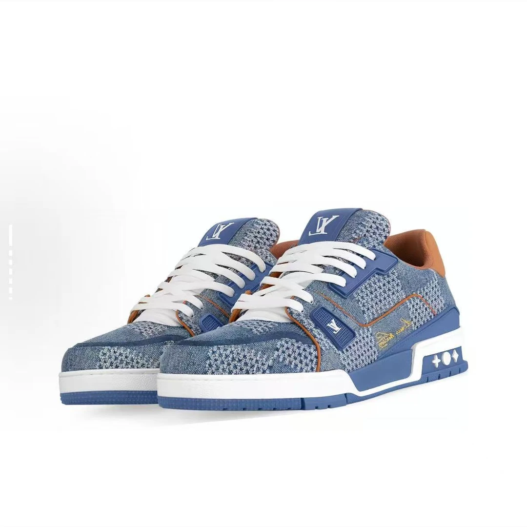 未使用 LouisVuitton/路易威登 新款蓝牛仔格纹trainer奢鞋