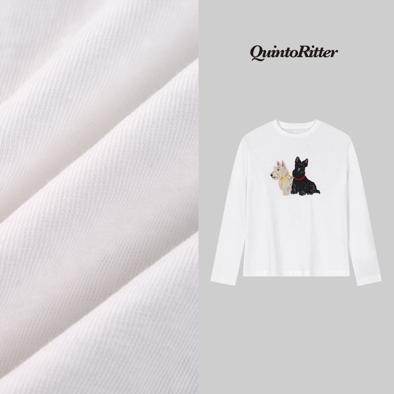 2025年春秋季新款长袖印花卡通度假风高级小众设计感圆领透气清凉