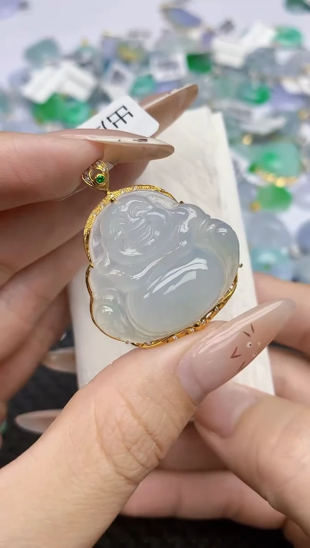 翡翠18K金镶嵌颈饰626   天然翡翠A货