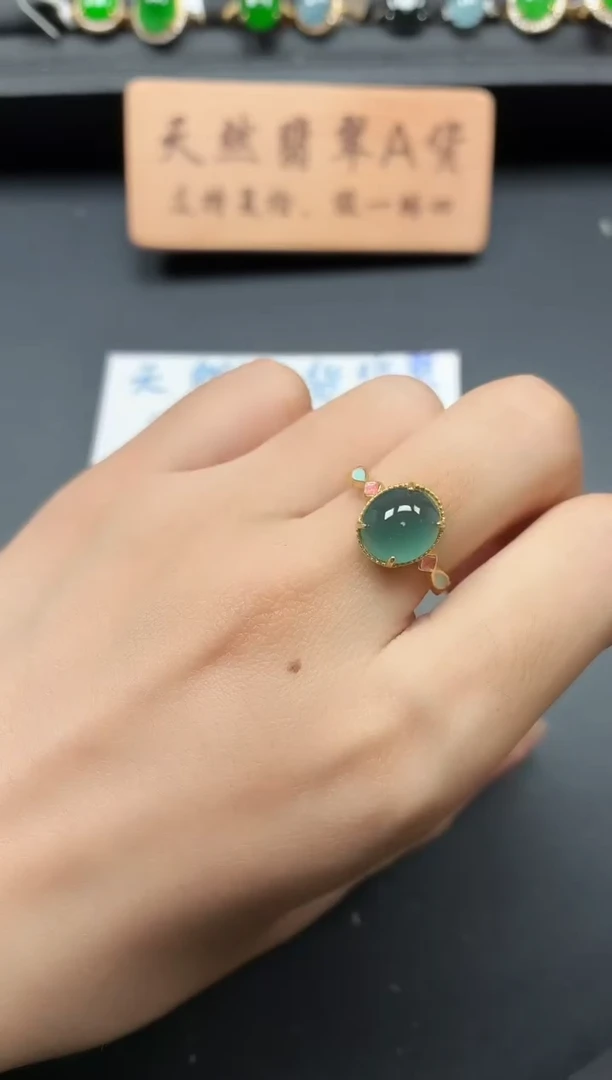 银S925镶嵌戒指翡翠1