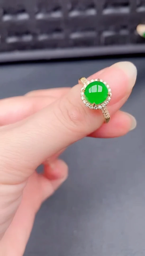 银S925镶嵌戒指翡翠天然a货翡翠137