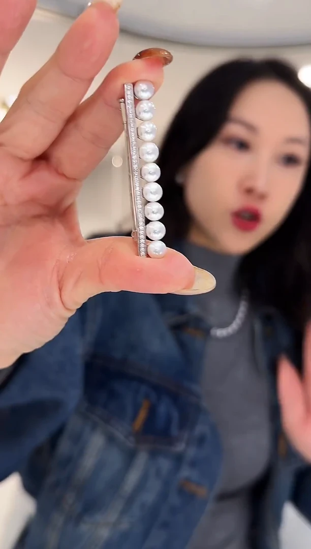 银S925镶嵌胸饰淡水珍珠淡水珍珠胸针