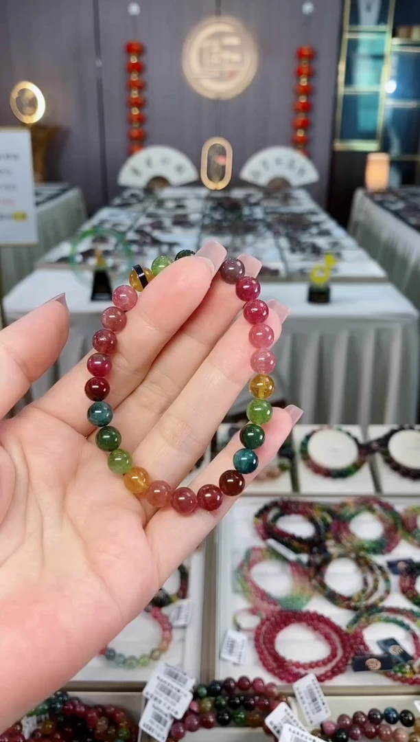 未镶嵌老矿碧玺色标冰体单圈手串7mm+碧玺hon多样性发货一条