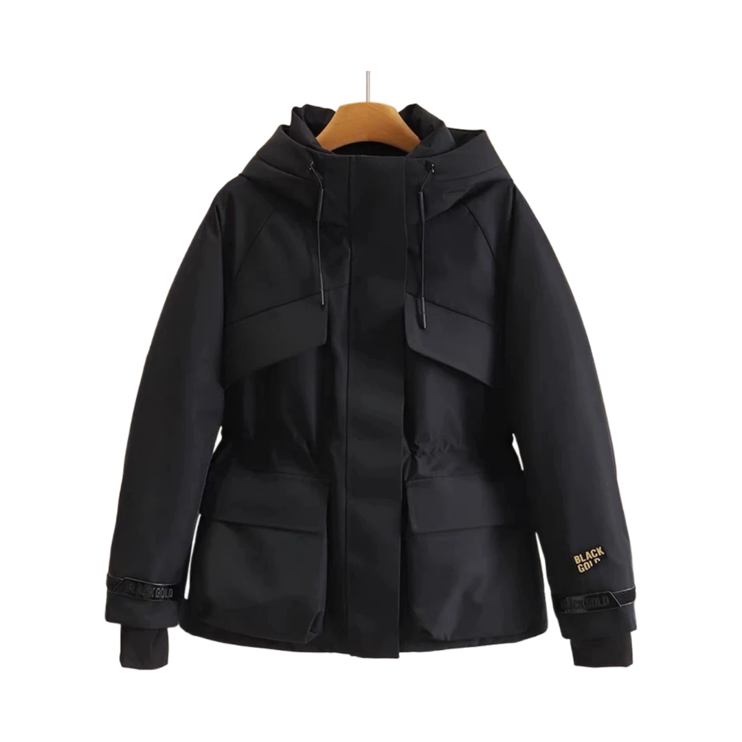 GD 00728冬季（高*）黑金收腰加厚鹅绒羽绒服