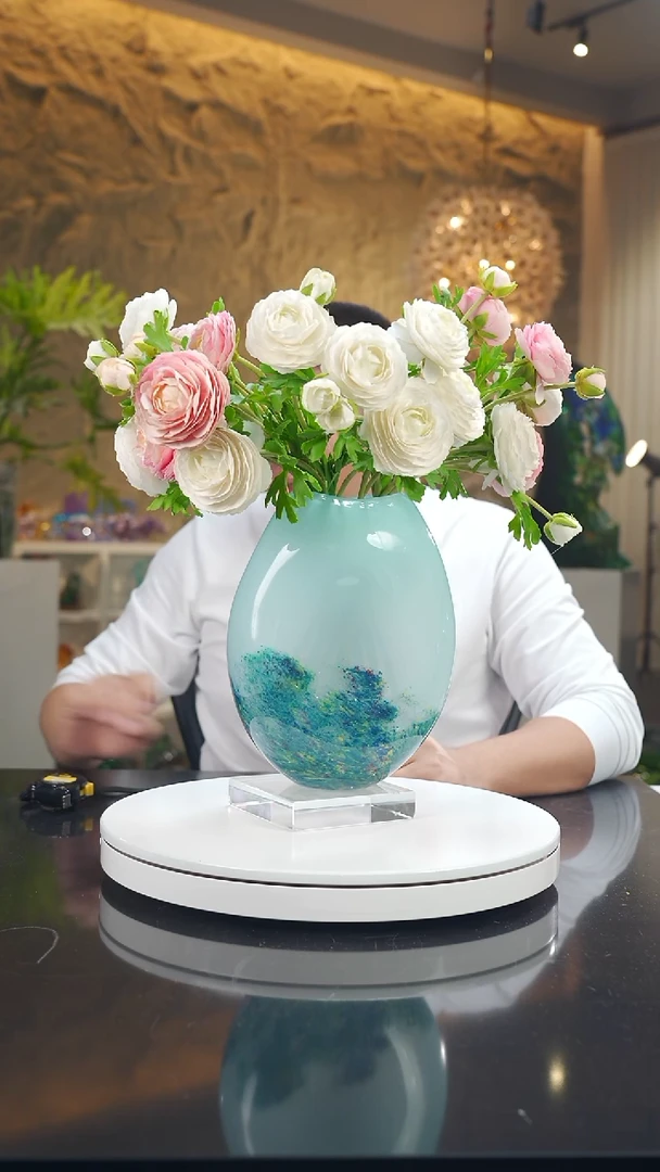 手工艺品琉璃天青色设计款花器