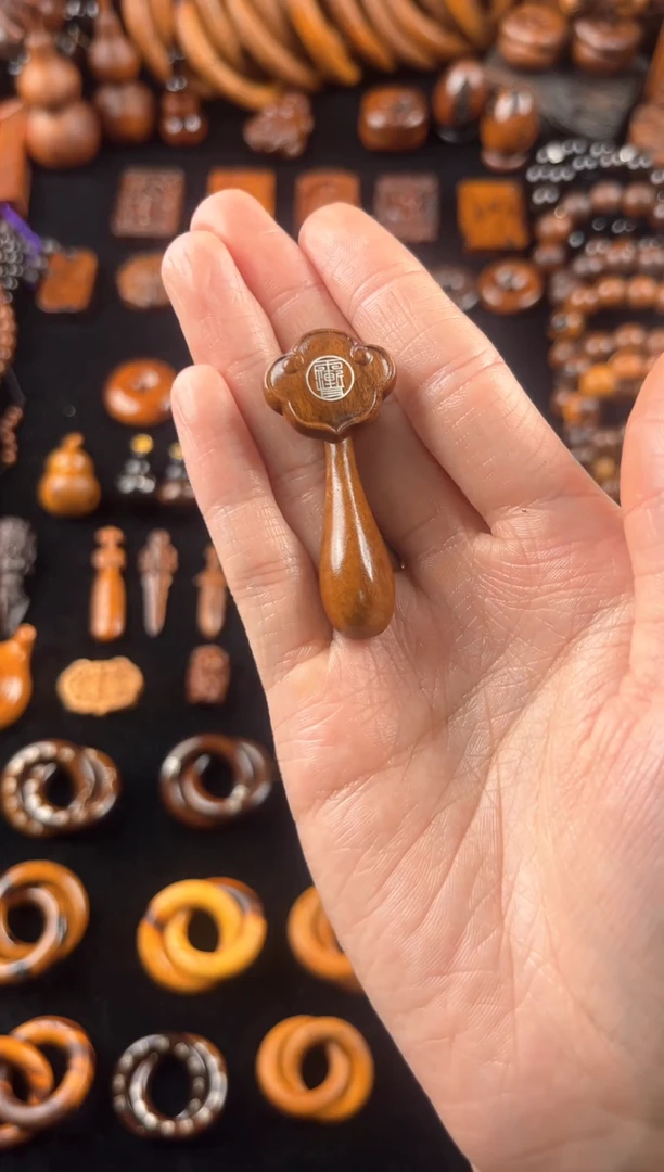 枣木和***饭雷击枣木镶金天官赐福和日月六七星乾坤圈2.5内径