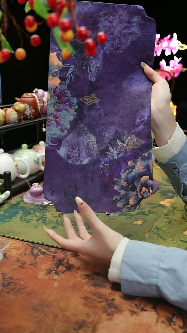 【闪购商品】40*20紫牡丹缎面防水茶席