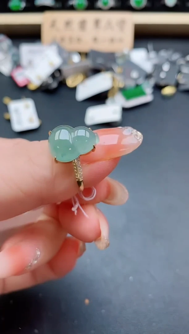 银S925镶嵌戒指翡翠1
