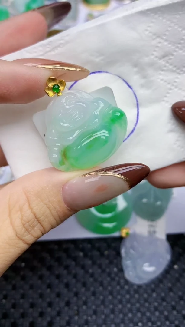 颈饰18K金镶嵌翡翠282   天然翡翠A货  百元以上9米证书费自理