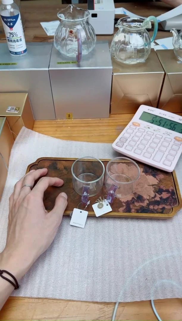 禾器粉金标青禾对杯浅紫（一对）
