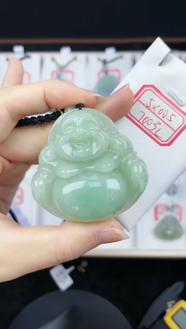 翡翠未镶嵌颈饰孤品5X005冰葡萄肉大佛+送同款绳子