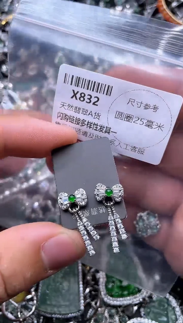 【闪购商品】翡翠颈饰未镶嵌X832耳钉