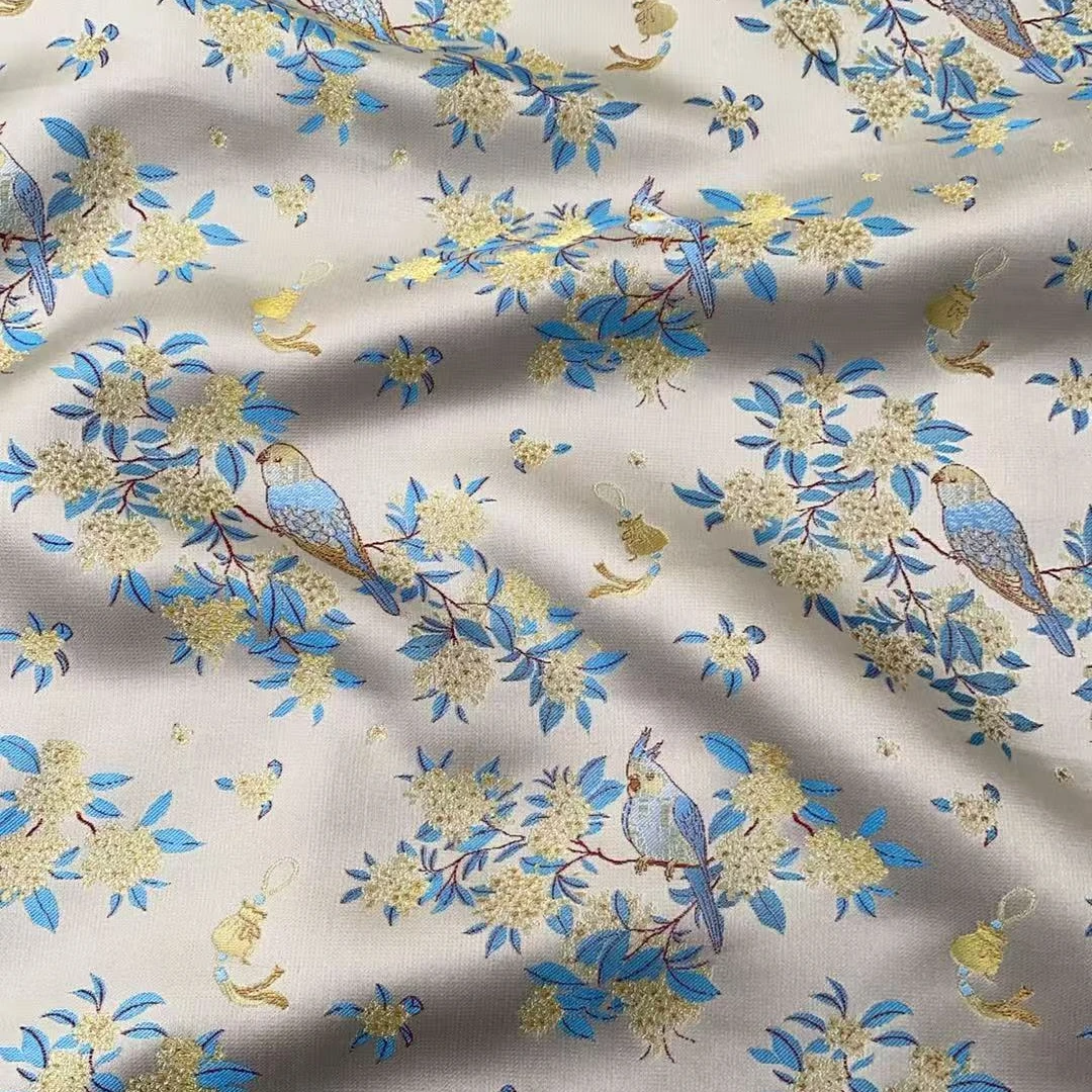 【织途】三马宋锦桂花鹦鹉五重维螺钿工艺45姆米百分百桑蚕丝