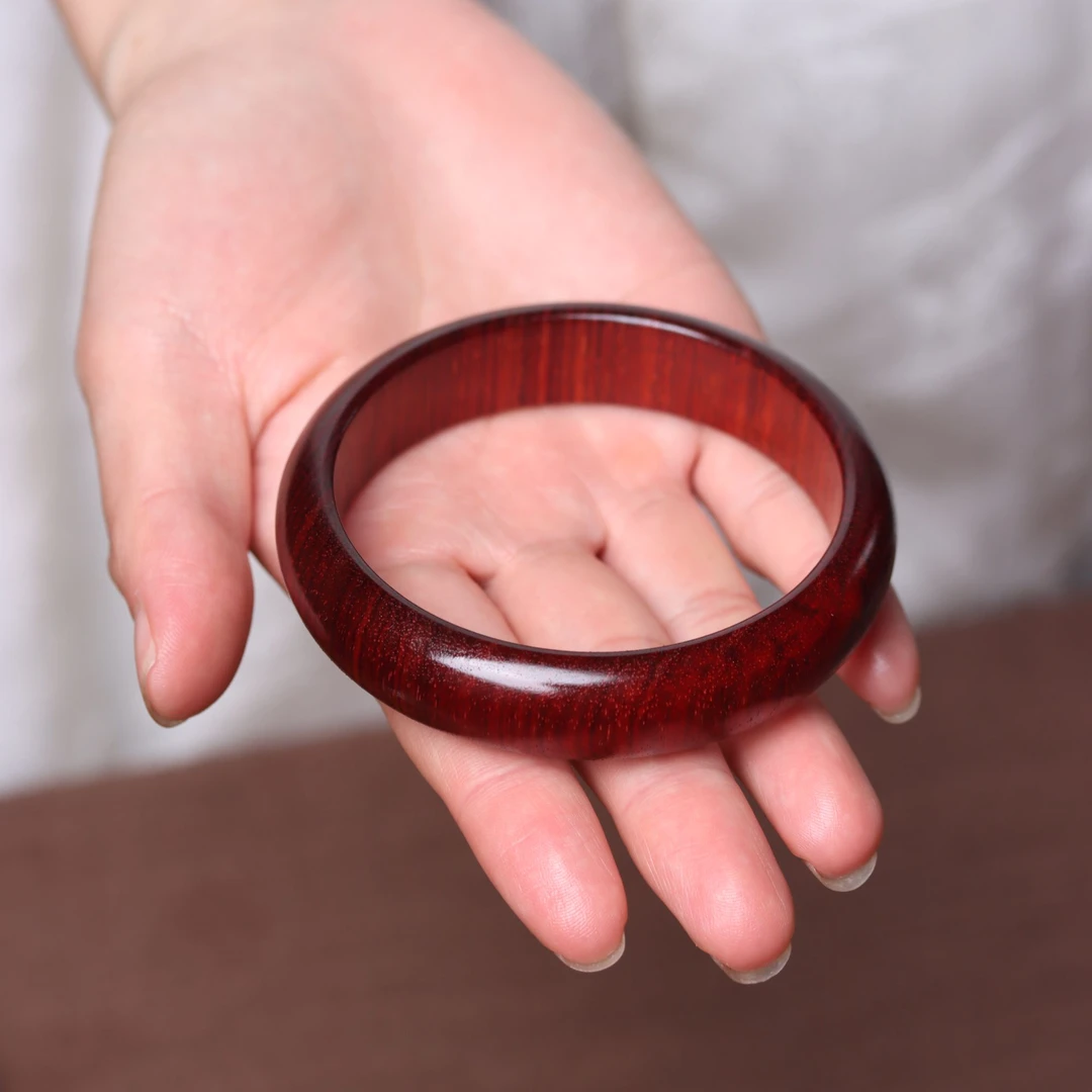 正品小叶紫檀手镯女本命年檀香木镯子贵妃镯红木镯子