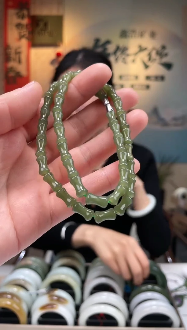 【闪购商品】和田玉颈饰未镶嵌沙枣青竹节项链一条