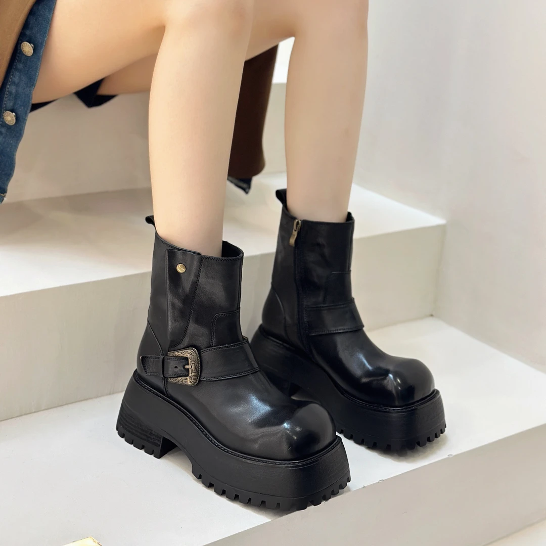 断码特惠/马皮短靴冬季马丁靴女休闲中筒靴女鞋女靴靴子秋季