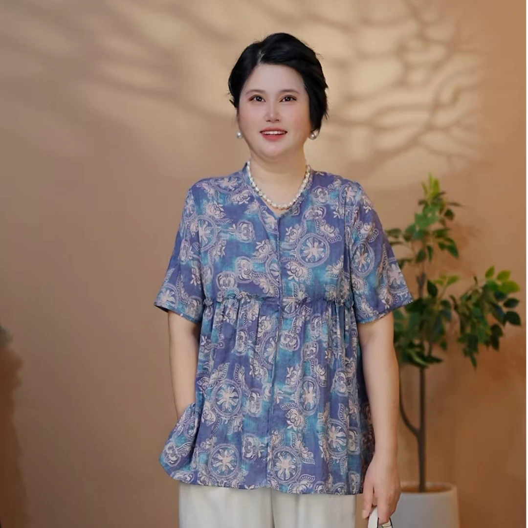 夏季新款时尚气质显瘦百搭衬衫洋气妈妈-90