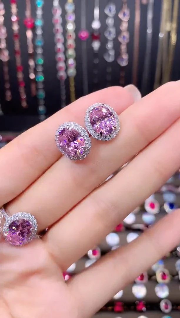 蓝宝石耳饰银S925镶嵌810银色