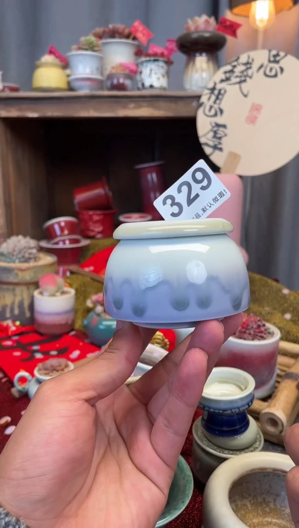 【闪购商品】摆件329景德镇手工花盆 默认微瑕