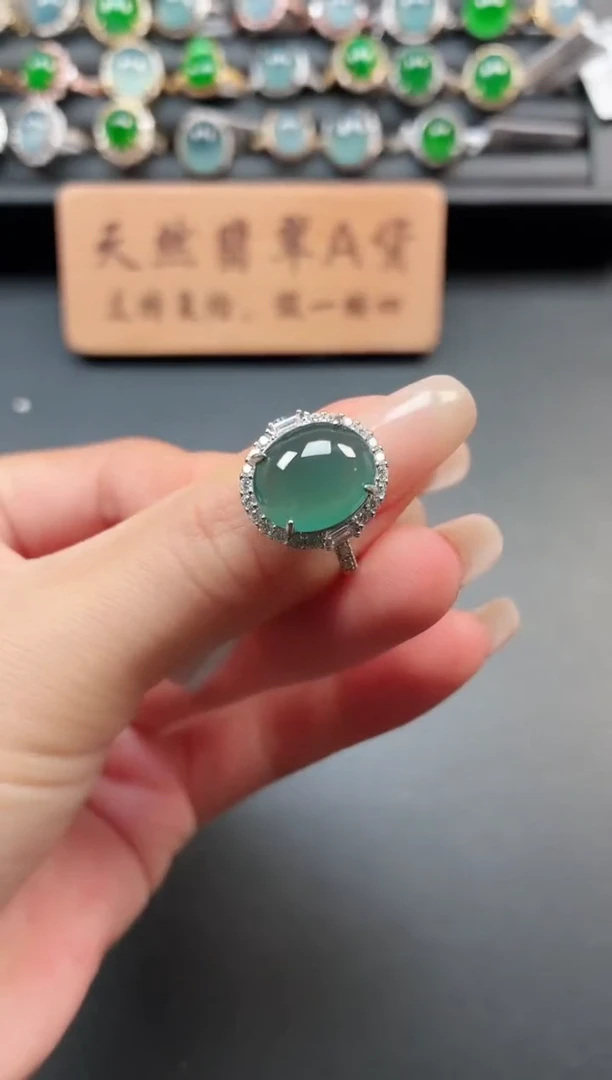 银S925镶嵌戒指翡翠1