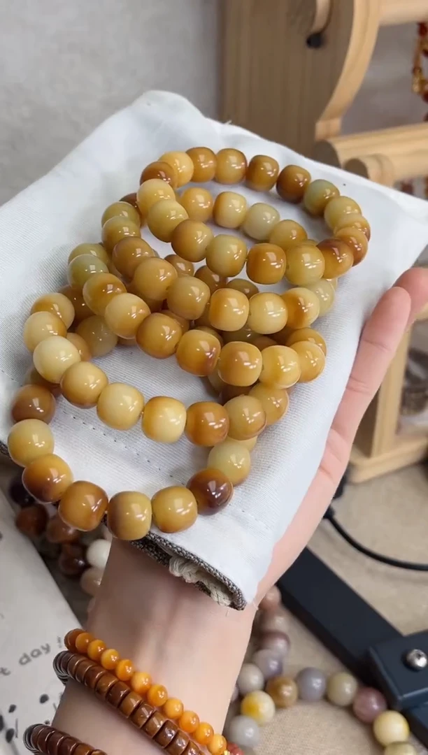 菩提根/象牙果手串w99蜜茶·玉化桶珠12*13mm