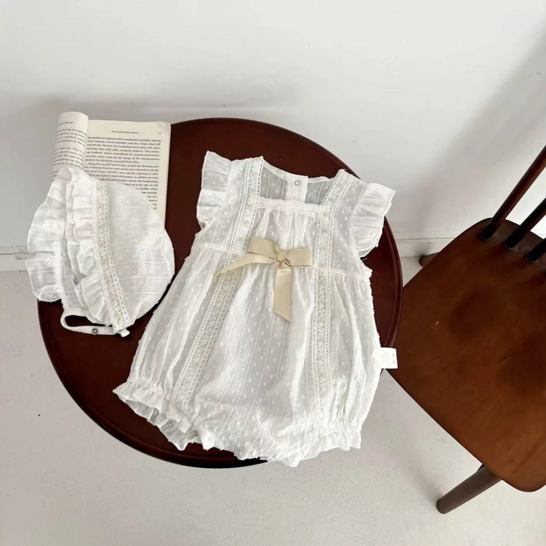 夏款包屁衣婴儿薄款女宝宝蝴蝶结连体满月白天哈衣夏季