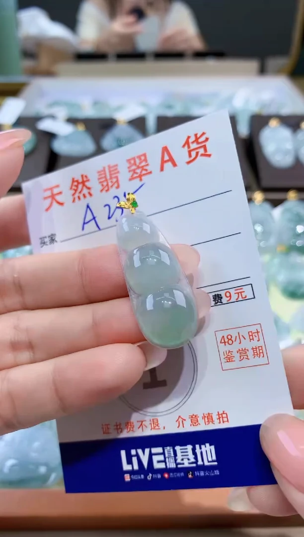 颈饰18K金镶嵌翡翠天然翡翠A货挂件