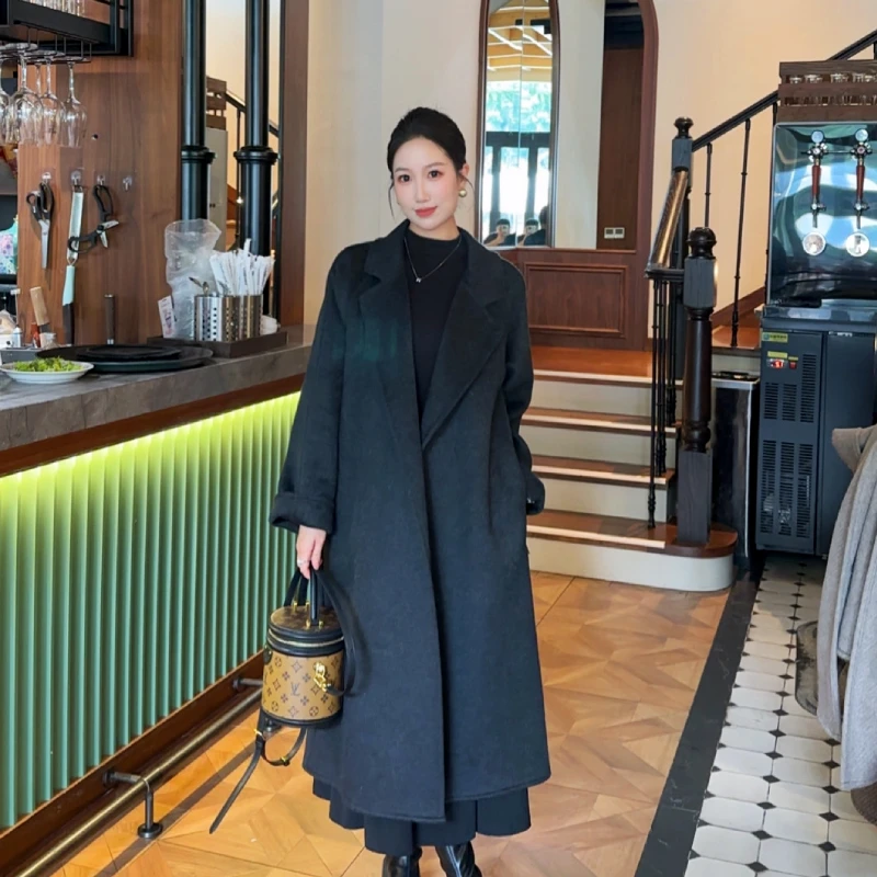 【瑶瑶】2025反季新款秋冬双面呢羊毛大衣女中长款韩版加厚毛呢外套