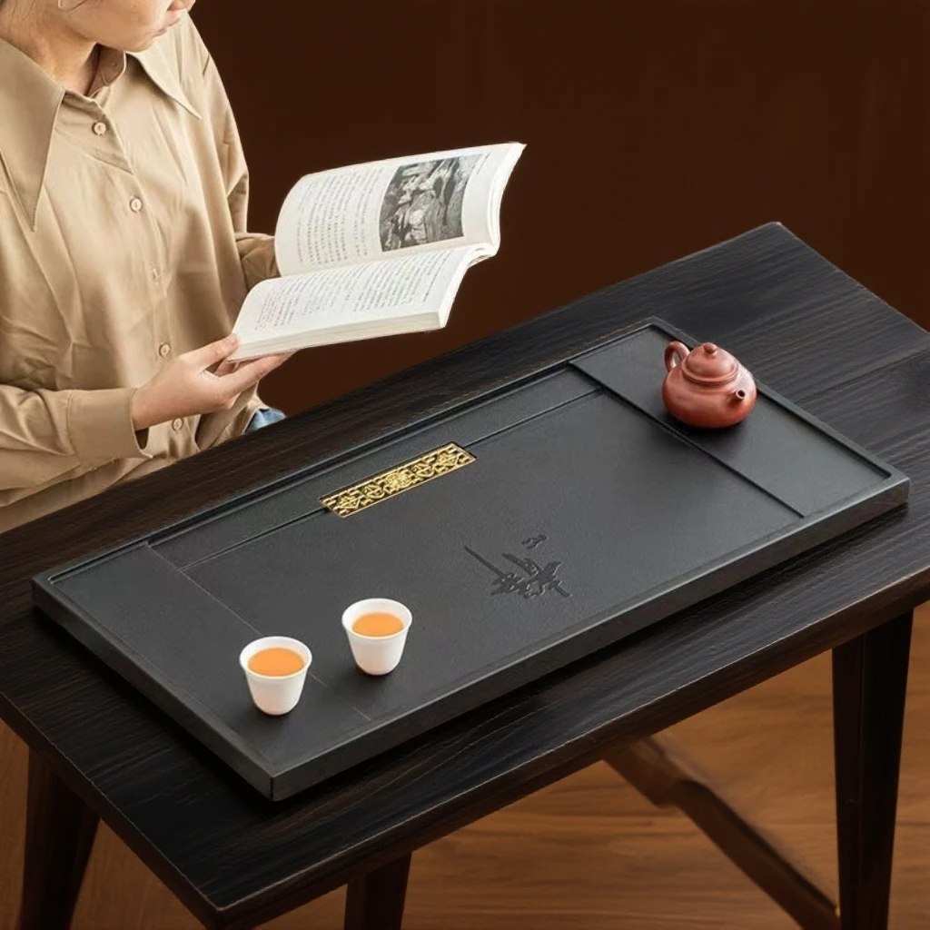 新静心款茶盘简约轻奢办公家用手工直排下水干湿分离