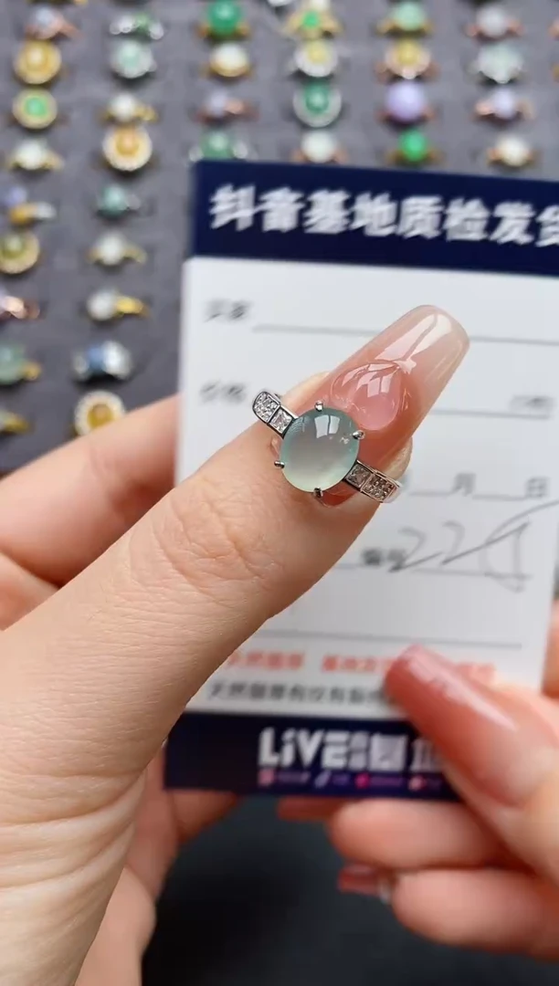 银S925镶嵌戒指翡翠...