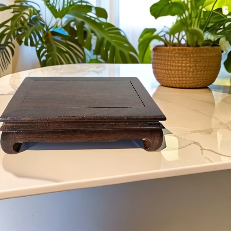 黑檀木石头家用置物长方形盆景底座花架实木底座实木木质花几摆件