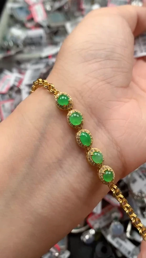 银S925镶嵌戒指翡翠天然A货缅甸翡翠