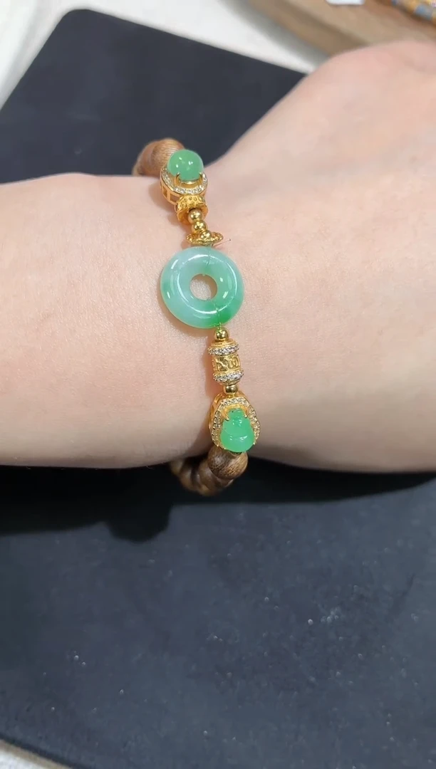 吊坠(不含链)银S925镶嵌翡翠手串