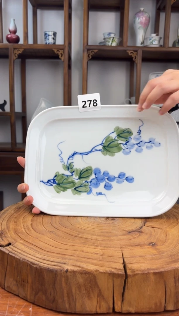 瓷片国韵瓷坊-手工手绘长方盘孤品278