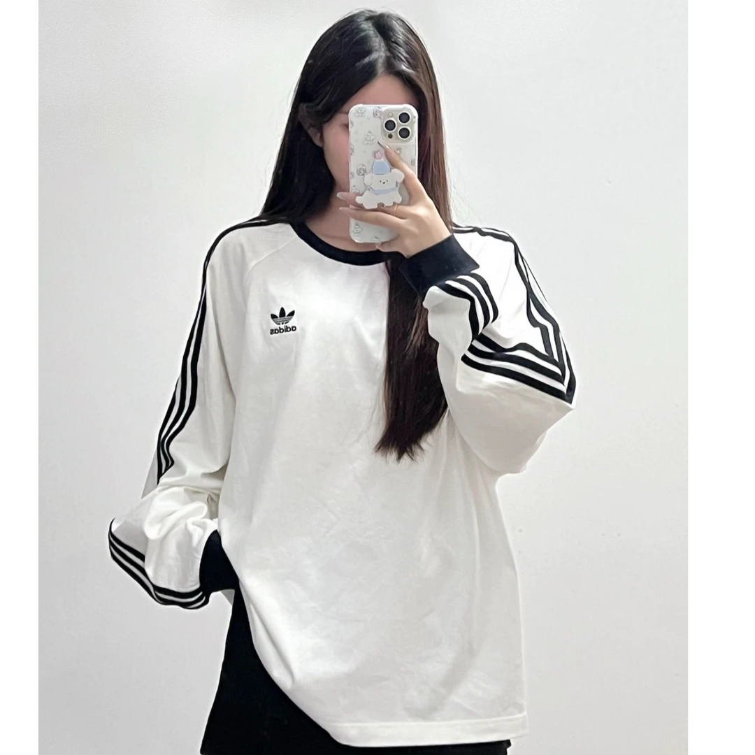 adidas三叶草2025男女CLASSIC LS TEE针织无领长T恤KE5825