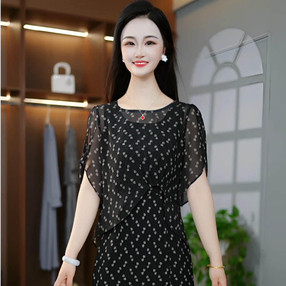 2025气质洋气轻奢法式女装夏季简约显瘦两件套套装连衣裙M-4XL