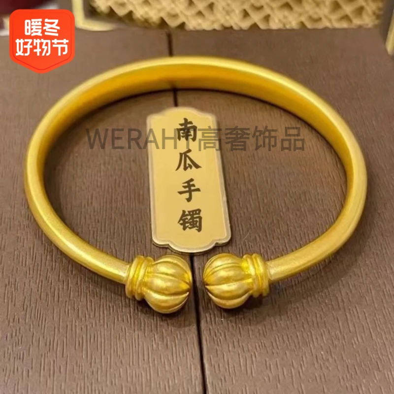 铜合金手镯 铜合金开口南瓜手镯时尚实心女款传承首饰