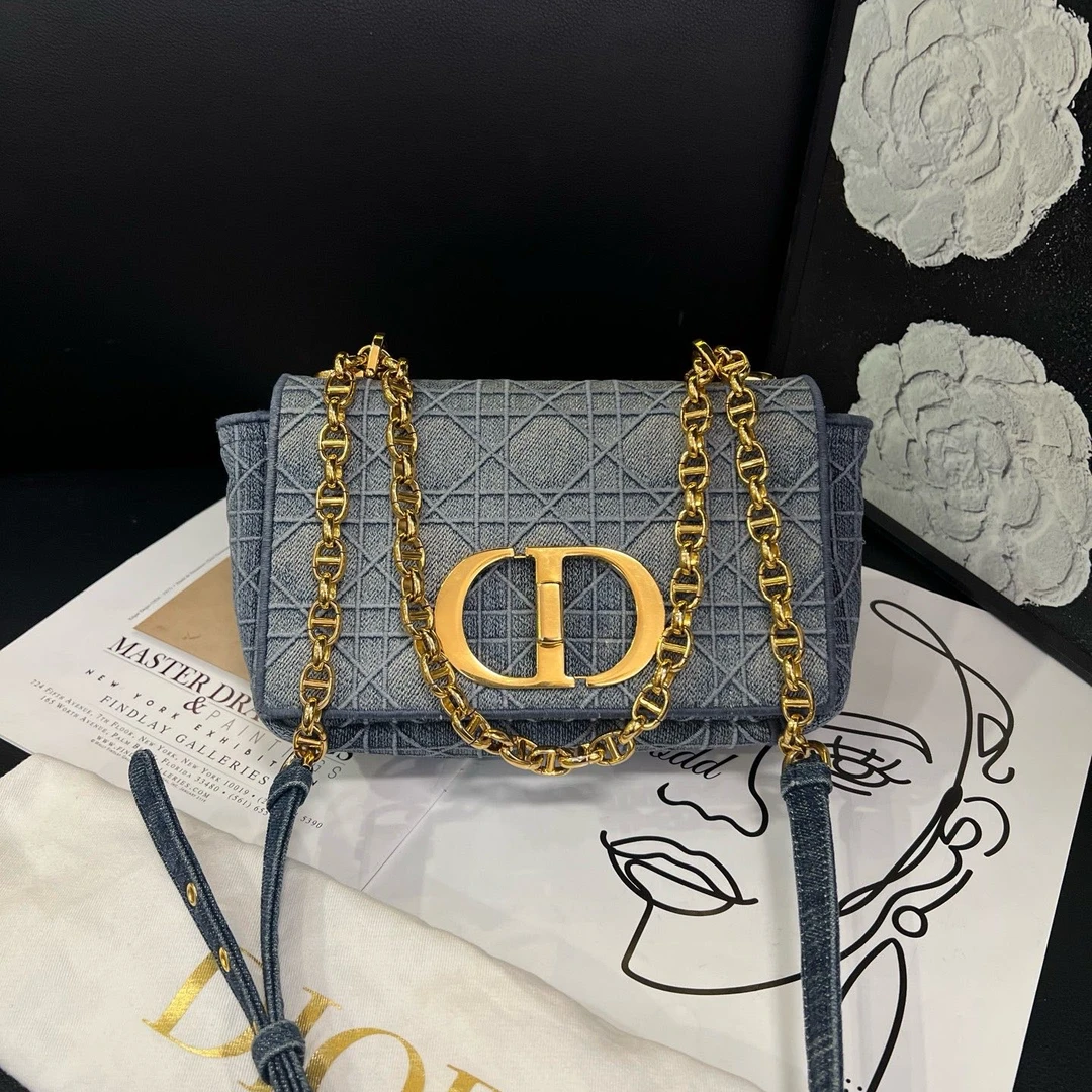 99新 DIOR/迪奥 渐变牛仔丹宁caro单肩包21年B5463