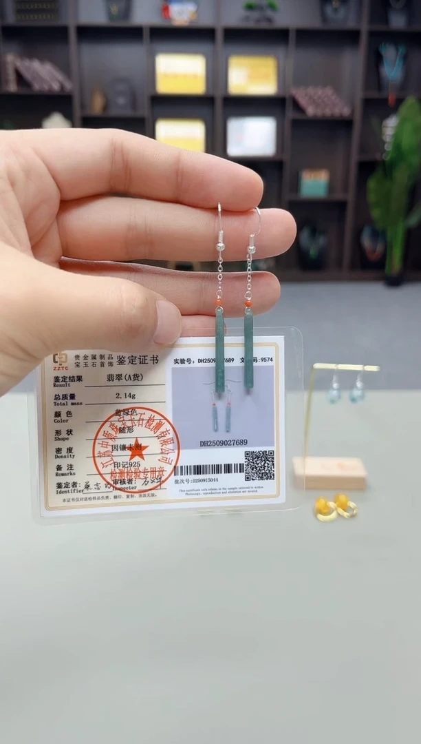银S925镶嵌翡翠耳饰新6