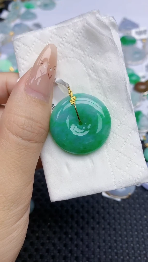 翡翠18K金镶嵌颈饰168   天然翡翠A货