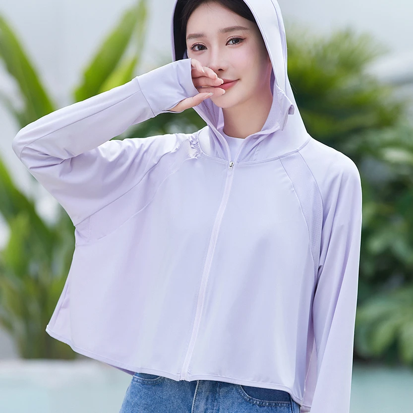 新款黑胶防晒衣女夏季冰丝透气防紫外线宽松大帽檐户外骑行防晒服