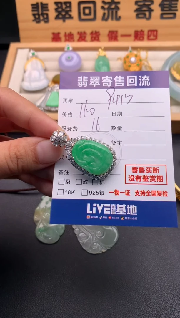 颈饰银S925镶嵌翡翠D****310146116